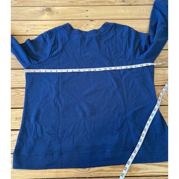 NEW D&Co Crew Neck Sweatshirt Size XL Women’s Blue Brushed Waffle Knit - Picture 6 of 8